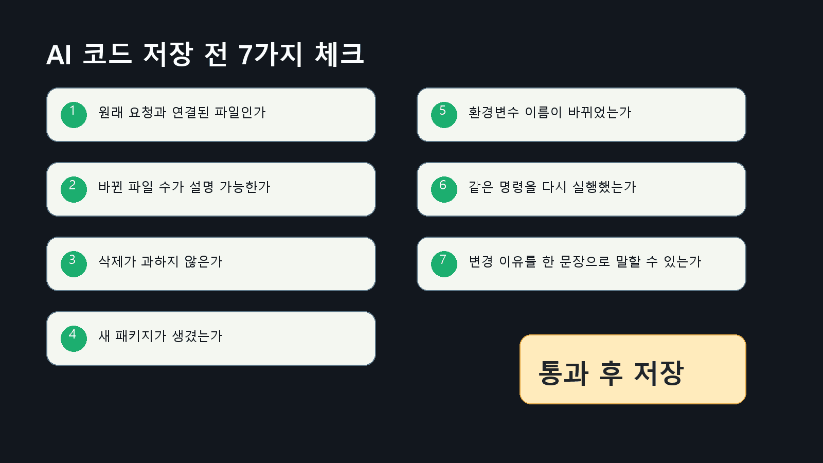 AI 코드 저장 전 7가지 체크리스트