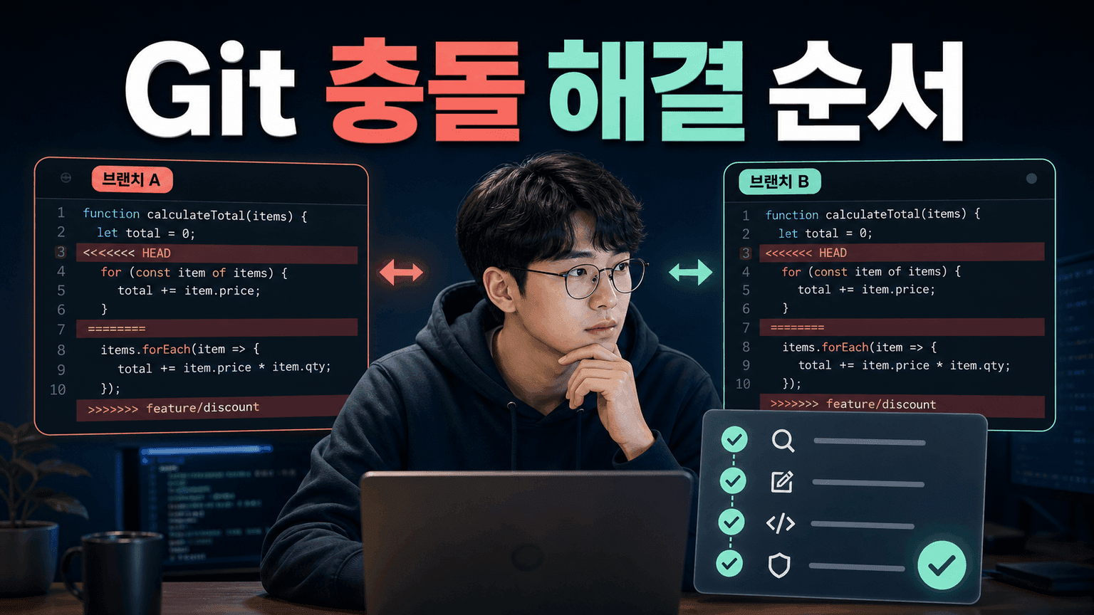 Git 충돌 표시가 떴을 때, 변경을 잃지 않고 해결하는 순서