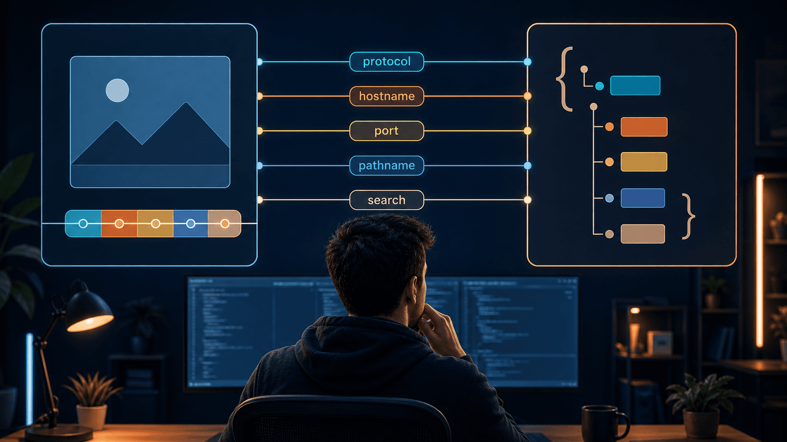 외부 이미지 src와 Next.js remotePatterns 설정을 나란히 대조하는 개발 화면