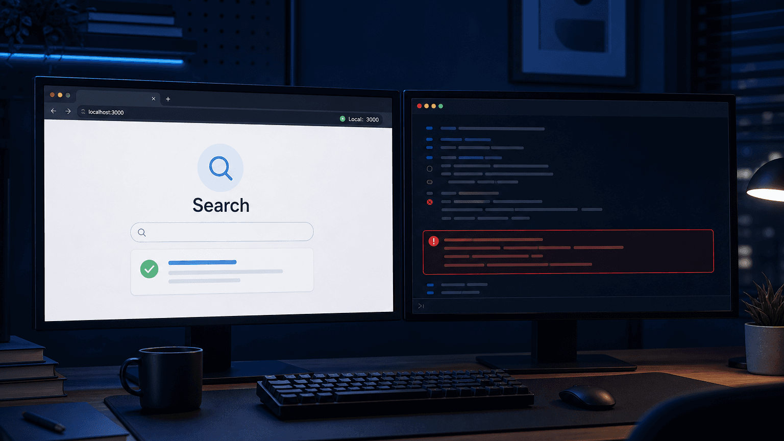 로컬 개발 화면은 정상인데 프로덕션 빌드 터미널에서 useSearchParams 오류가 난 상황