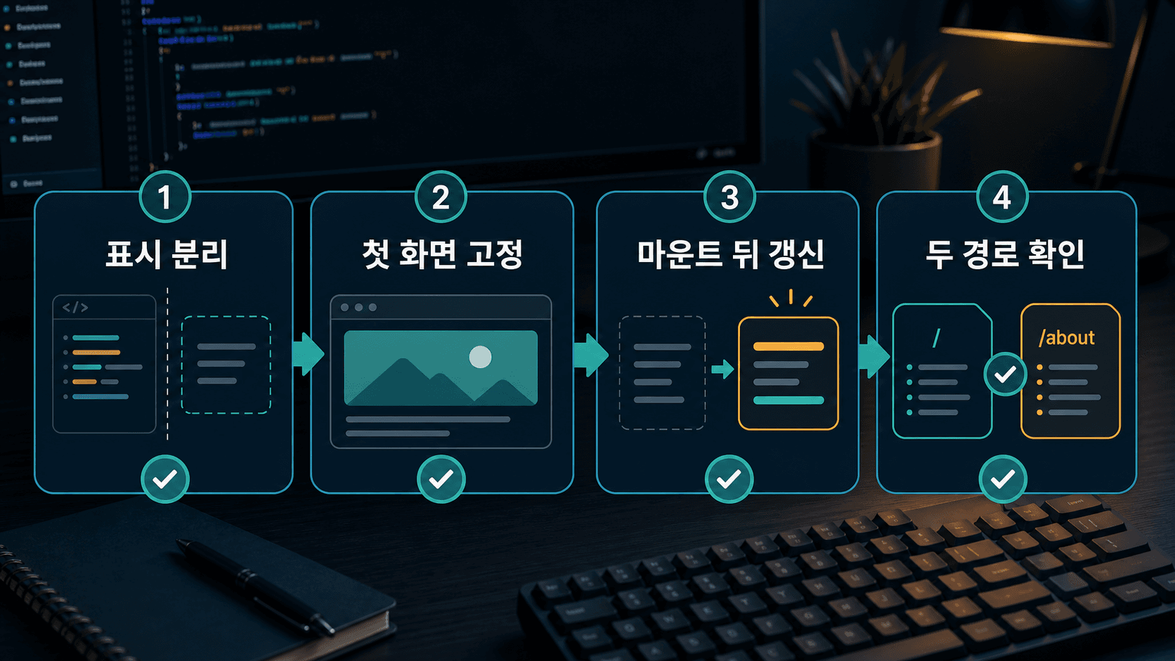 pathname 표시 컴포넌트를 격리하고 마운트 뒤 갱신하는 체크리스트