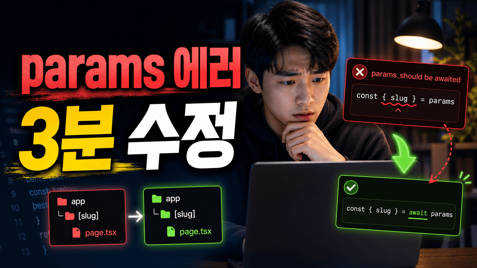 Next.js 15 동적 라우트가 멈출 때, params 에러 3분 수정 순서