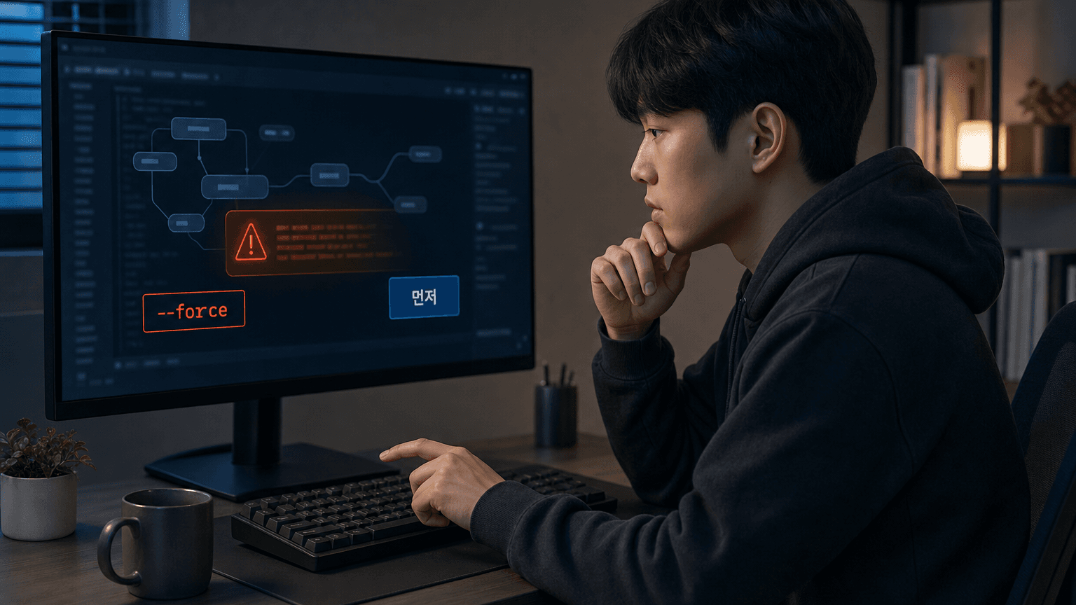npm 취약점 경고와 강제 수정 명령 사이에서 멈춰 점검하는 개발자 터미널 장면