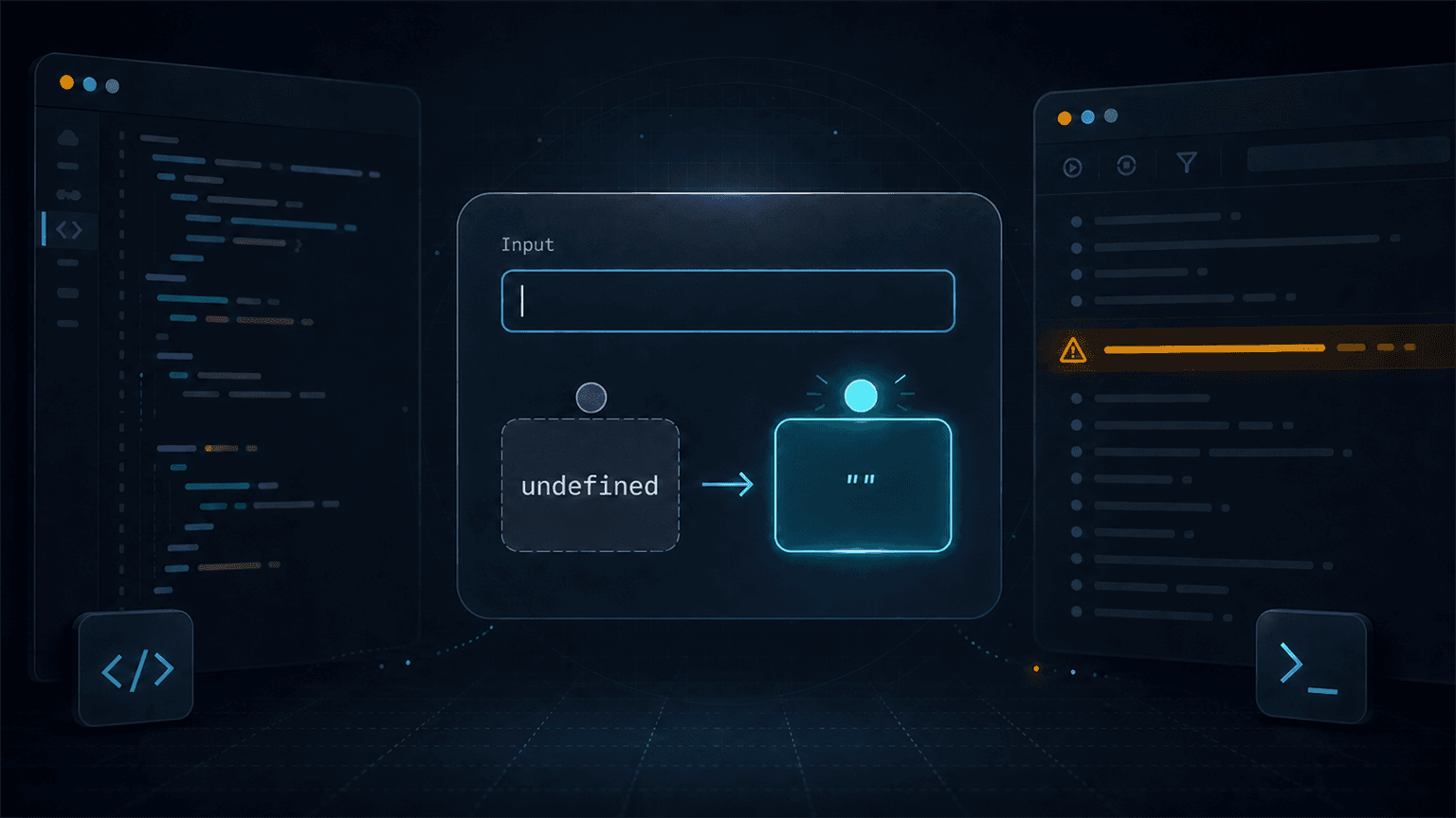 React 개발 콘솔의 uncontrolled input 경고와 첫 value를 함께 확인하는 비공식 코드 화면