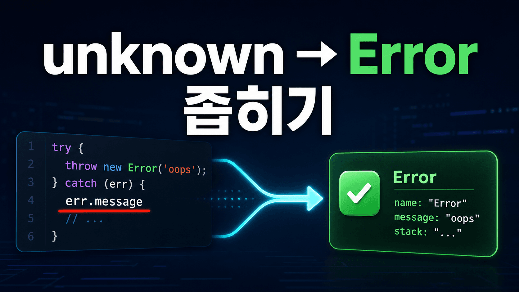 TypeScript 'err' is of type 'unknown', Error로 좁히는 순서